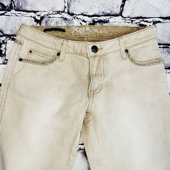 Rock 47 Wrangler fawn color ultra low rise metallic accent gems jeans - Picture 4 of 6